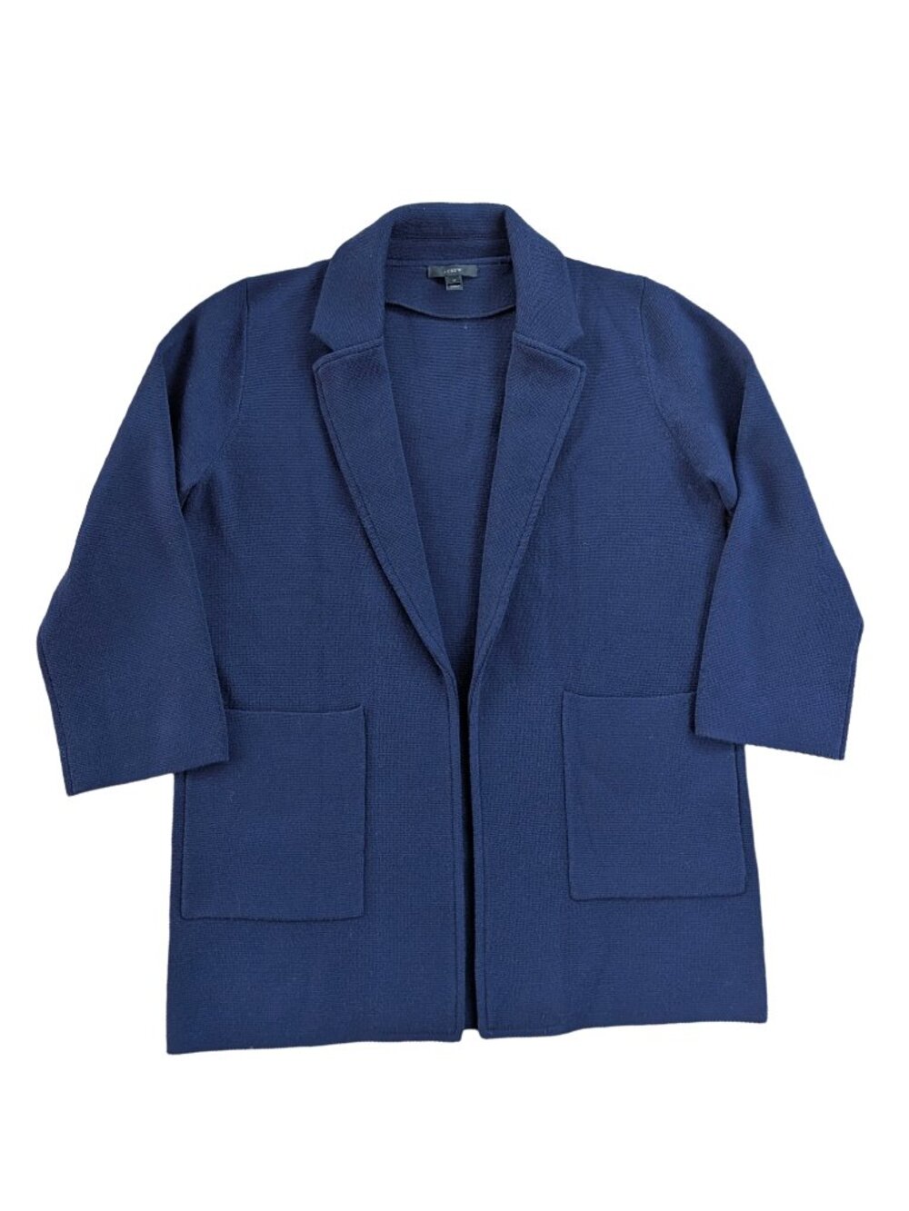 J.Crew navy open front sweater blazer with pockets 100% merino wool medium EUC - Picture 9 of 11